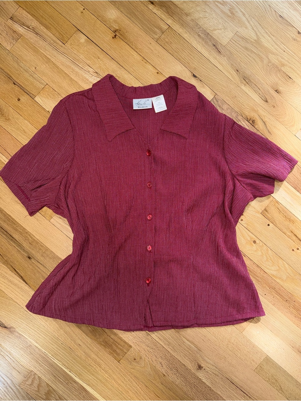 Vintage Kathie Lee Collection Gingham Button Front Top